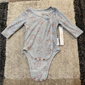 Tahari Gray Long-Sleeve Bodysuit with Squirrel print - 3/6 months
